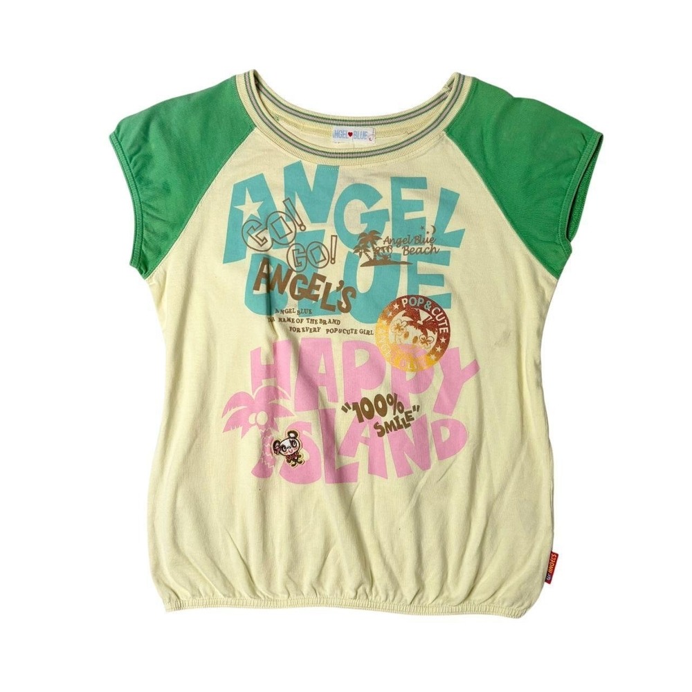 Angel Blue "happy island" raglan sleeve tee